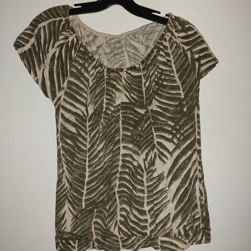 Sonoma brand size small green leaf print short sleeve top preowned